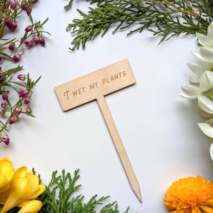 North To South Designs - Wholesale Garden/Lawn Stake - I Wet My Plants Garden Marker Spring