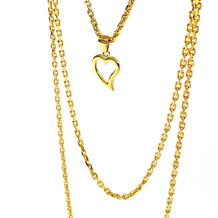 GI.OTTO - Wholesale Pendant/Charm Necklace - Shiny Trio Necklace 76 cm Gold5