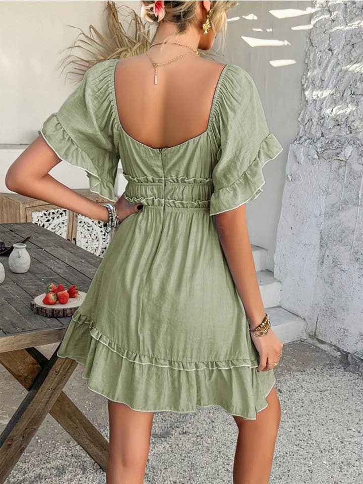 Wholesalesir - Wholesale Dress - Women's - Solid Color Short Sleeved Dress5