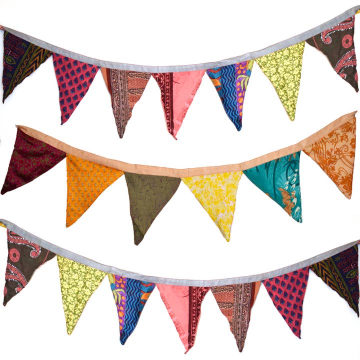 Mira Fair Trade – wholesale Bunting/garland – Sari Bunting (Set of 3)