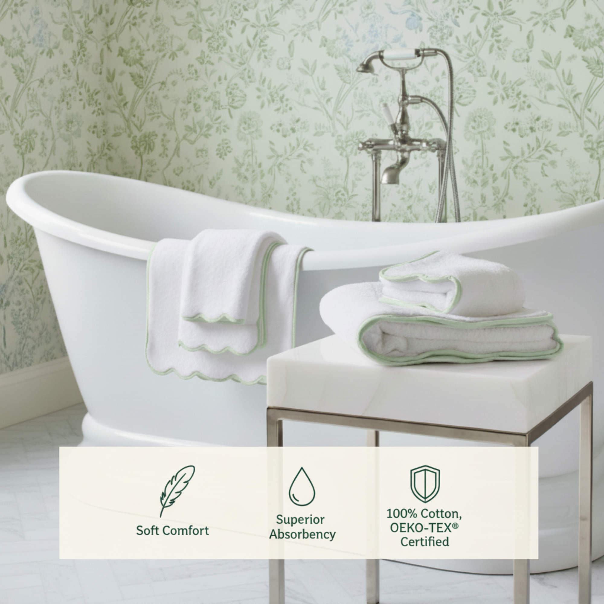 Lotus Linen – wholesale Badrumsmatta – Lyxig badrumsmatta i bomull med kammusselkanter75