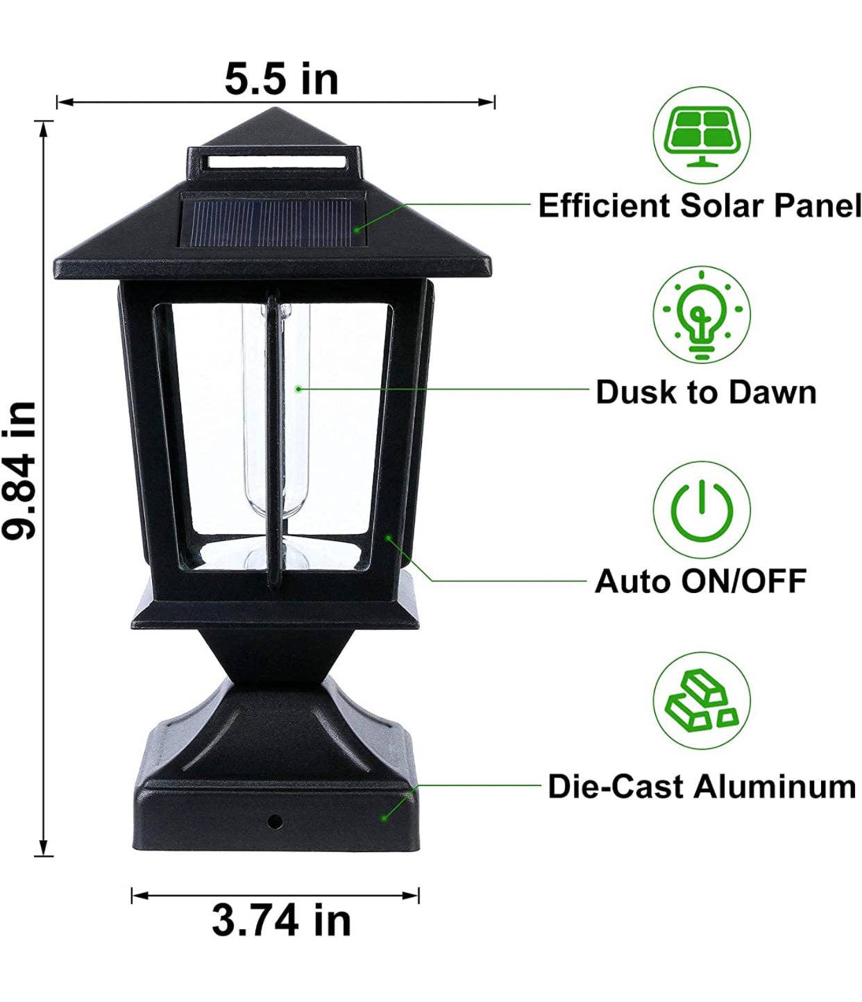 OutdoorSolarOutlet – wholesale Outdoor/lawn light – SmartYard Metal Solar Post Lights 4X4 Outdoor, Waterproof Fence Post Lights 2 Pack2