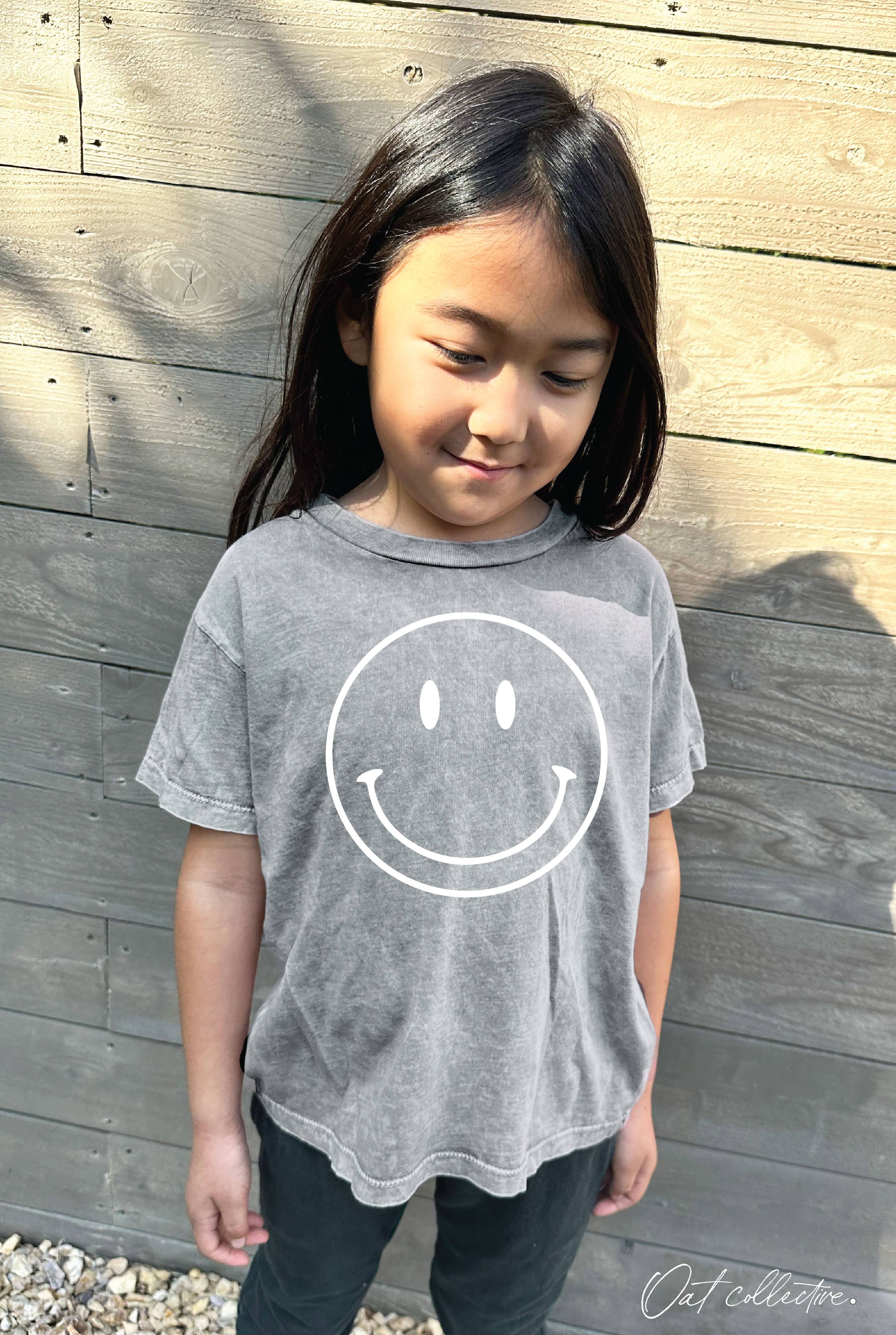 OAT COLLECTIVE - Wholesale Screen Printed T-Shirt - Kids - SMILEY FACE Toddler Washed Graphic Top4