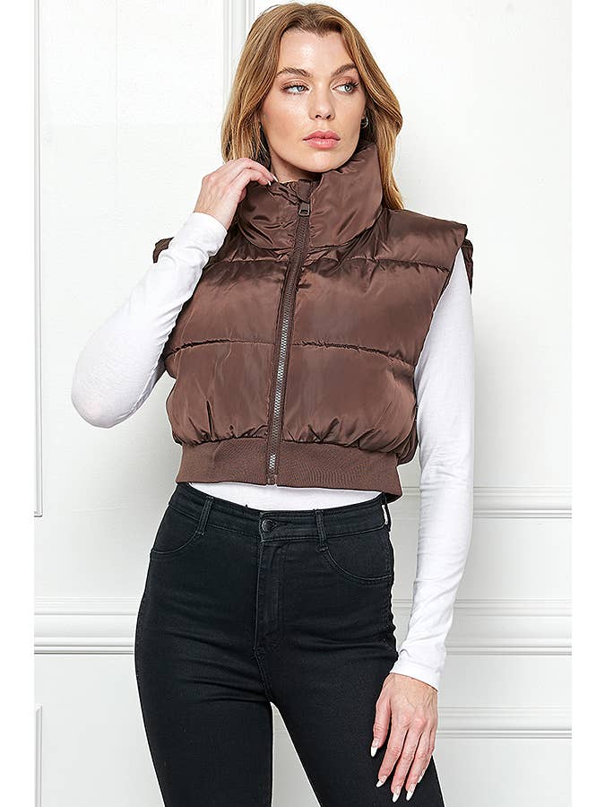 Veracci - Venta al por mayor Chaleco de abrigo - Mujer - Chaleco acolchado corto con cintura elástica7