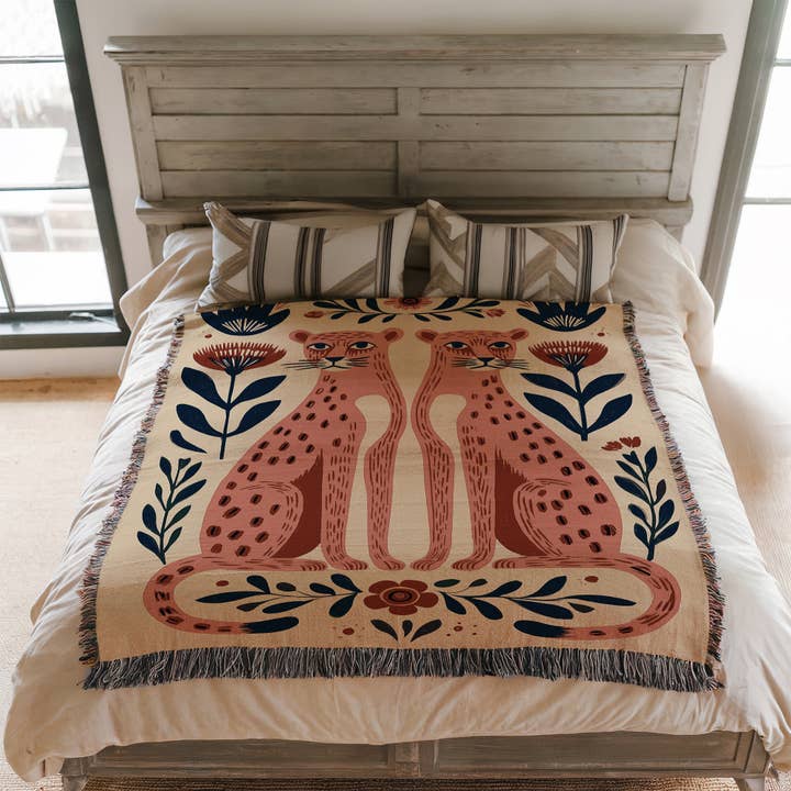 CasaIuliia - Wholesale Throw Blanket - Modern Jungle Botanical Blanket – Abstract Leopards Throw4