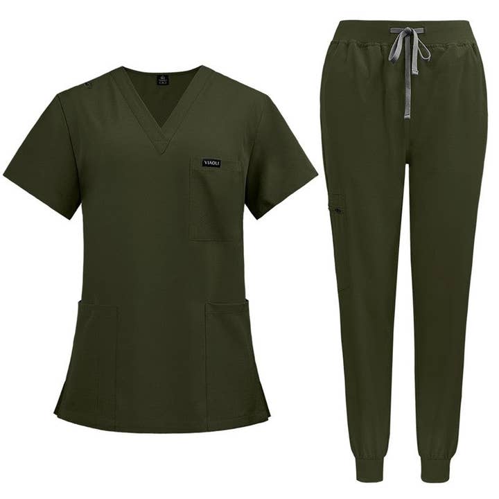 Plush Looks - Wholesale Healthcare uniform – Women's - Short Sleeve Straight Leg Scrub Suit6