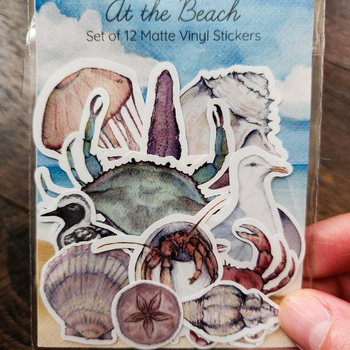 Stephanie Hathaway Designs - Vendita all'ingrosso Adesivo - Pacchetto di Adesivi da Spiaggia, Set di 12 Adesivi in Vinile Opaco2