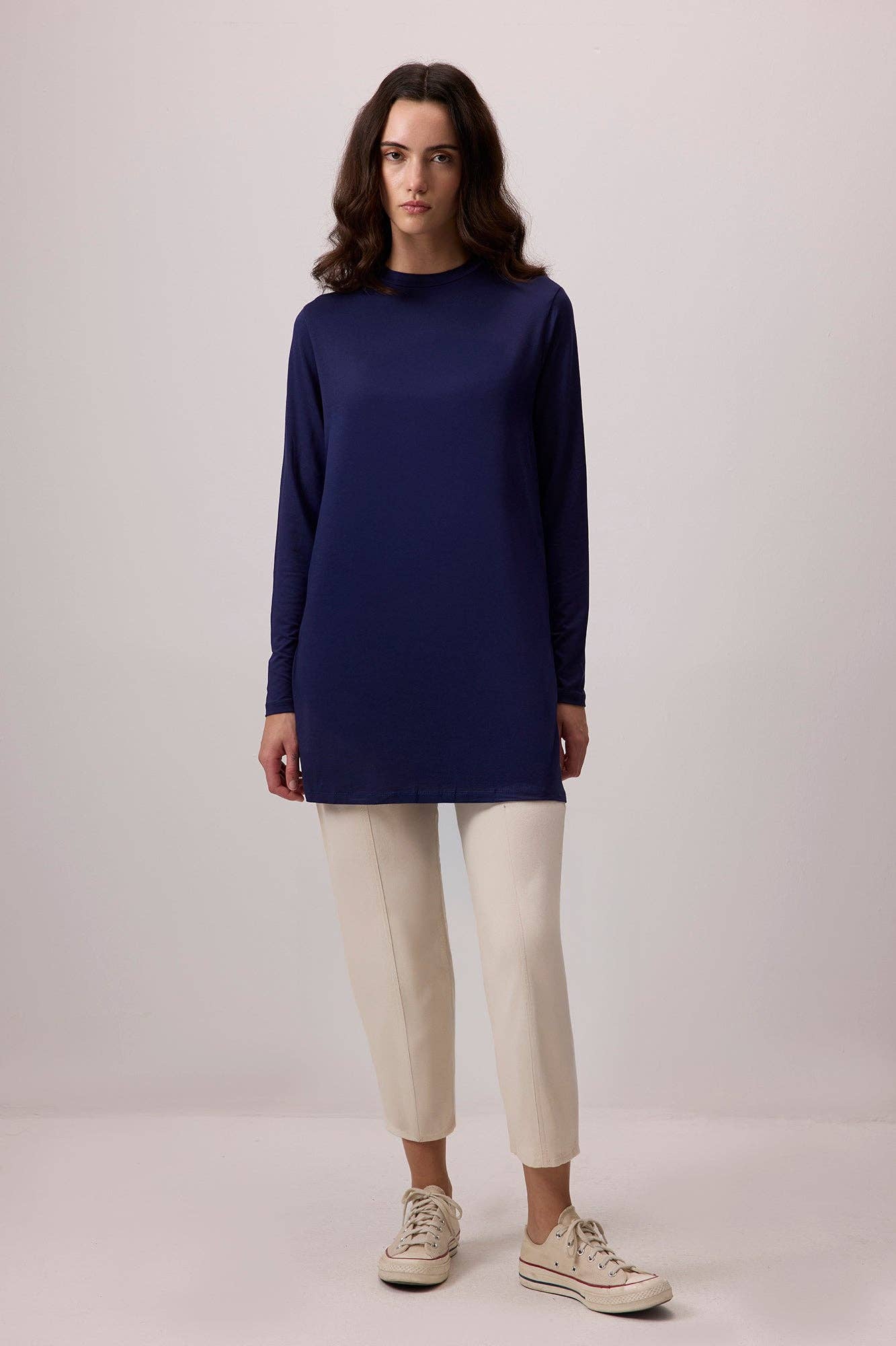 Navy Blue LONG VISCOSE TUNIC for wholesale on Faire2