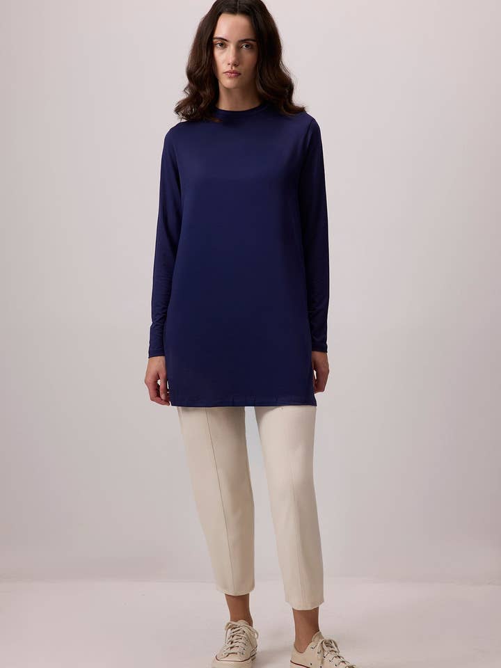 Navy Blue LONG VISCOSE TUNIC for wholesale on Faire2