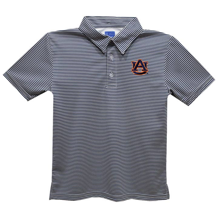 Auburn University Tigers Embroidered Navy Stripes Polo Shirt for wholesale by Vive La Fete