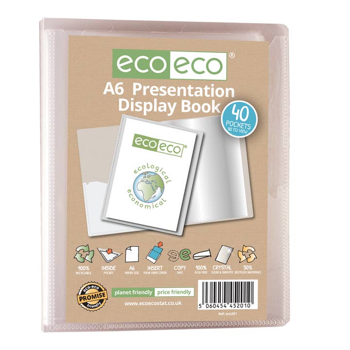 A6 50% recyceltes klares 40-Taschen-Präsentationsbuch für den Großhandel von eco-eco Stationery Ltd