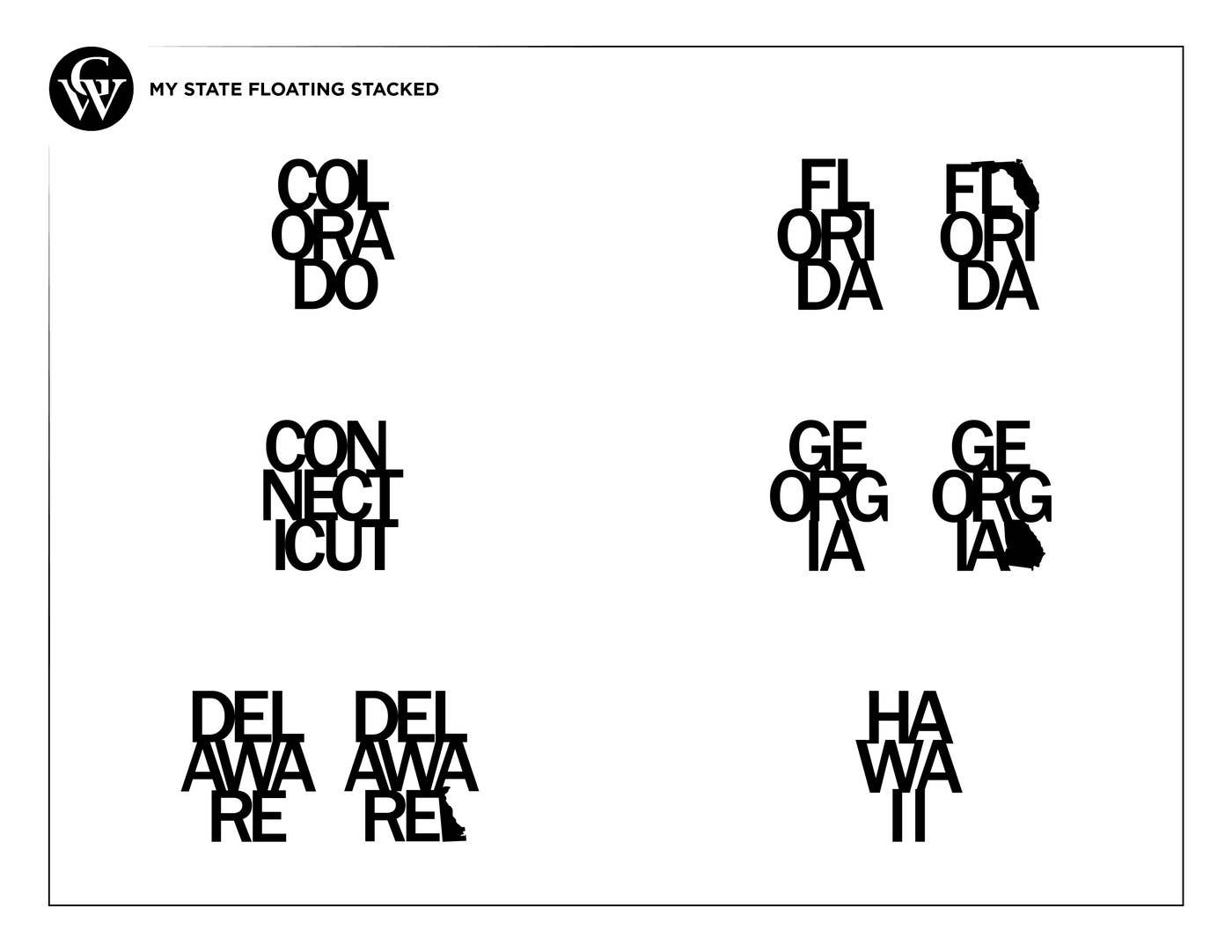 Grainwell - Wholesale Sign - State Name Floating Stacked3