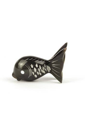 Set of 6 Round Fish Knife Holders In Plain Black Horn for wholesale by rivêt - L'Indochineur