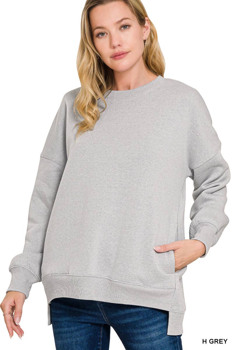 42POPS - Wholesale Sweatshirt - Women's - ',,, Fleece Hi Low Hem Pullover With Pockets45