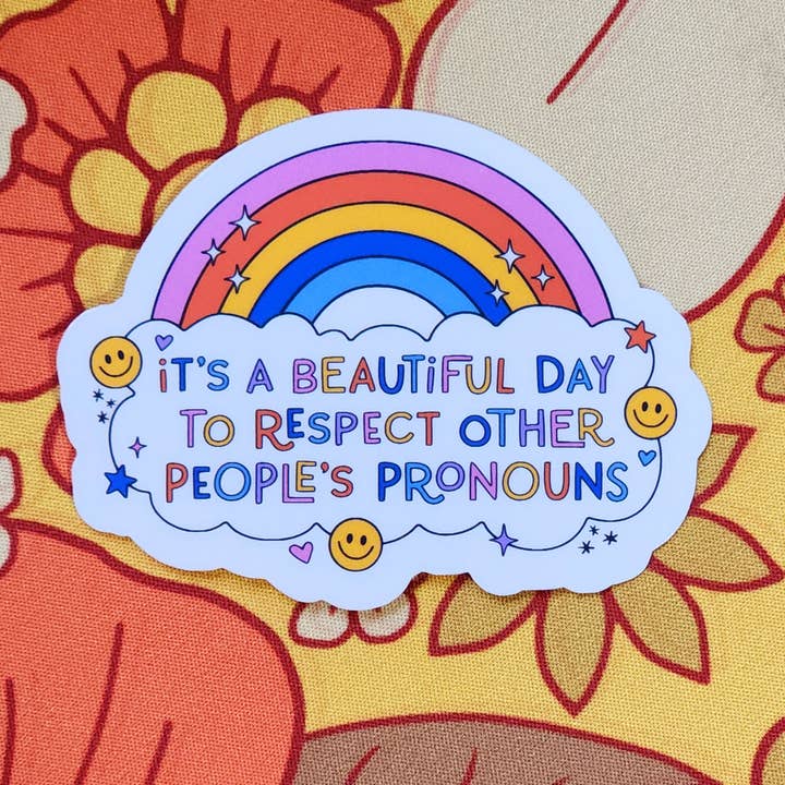 Respect pronouns sticker lgbtq hydroflask planner for wholesale by Luxe Trauma