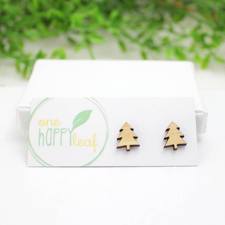 Christmas tree studs, Christmas jewellery for wholesale by One Happy Leaf