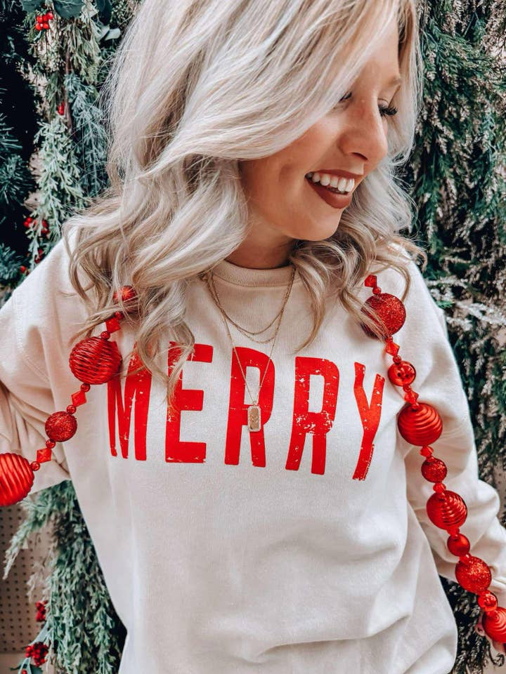 Sweet Cream MERRY- SWEATSHIRT Â for wholesale on Faire