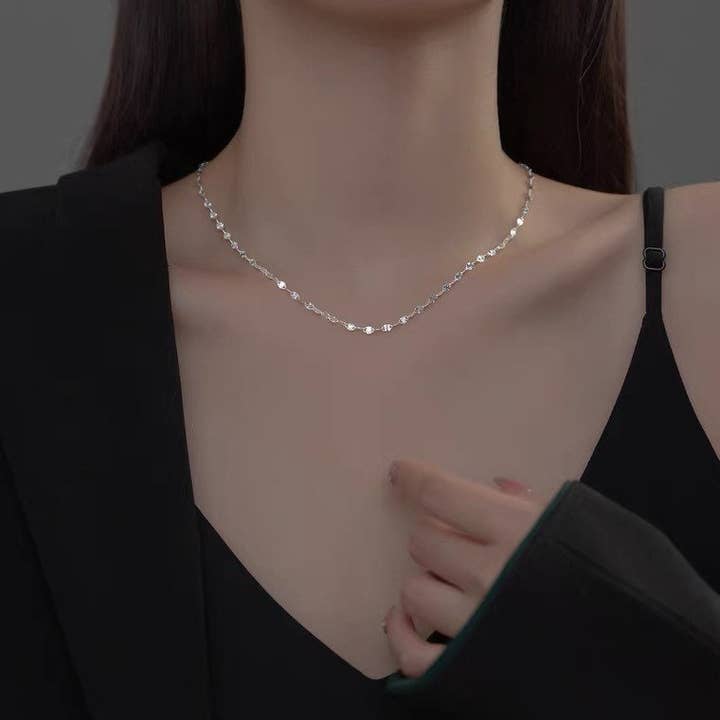 Haengseongworkshop - Vente Collier maille et chaîne - Collier en acier chirurgical en grains de café 15/16/17/18/19/20 pouces avec anneau à ressort2