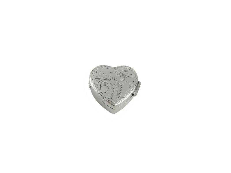 Corbell Silver - Wholesale Decorative Box - Pillbox Small Engraved Heart Design English Sterling Silver. SKU #: PB431.1