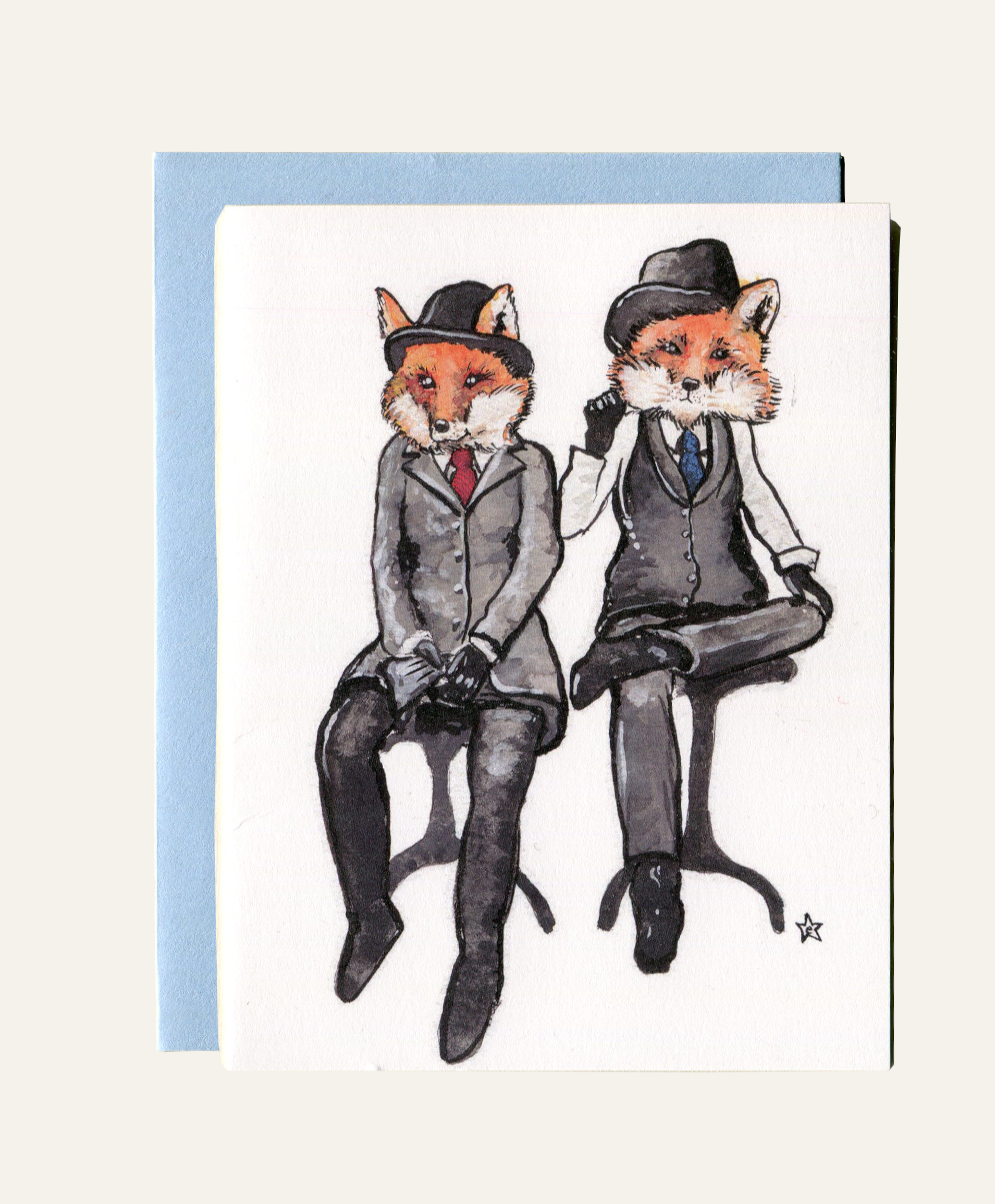 Darling Illustrations - Wholesale Love Card - Pawtners in Crime - Fox Notecard4
