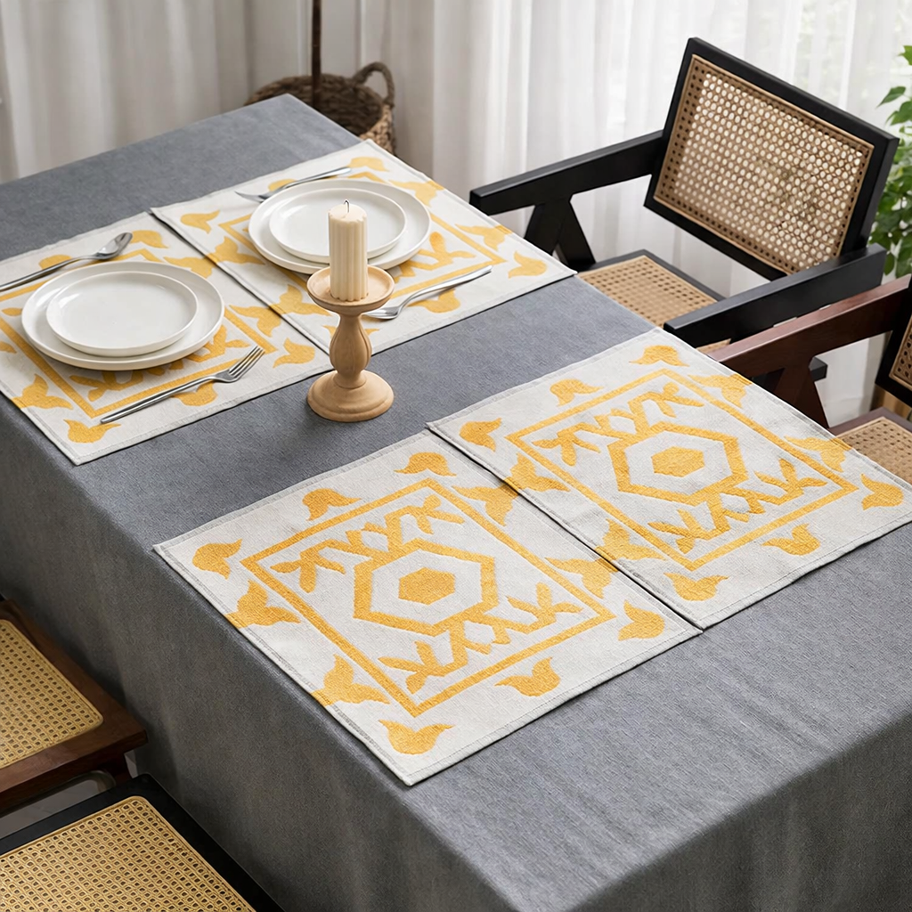 Fennco Styles - Wholesale Placemat - Abstract Geo Reversible Woven 14"x19" Placemat2