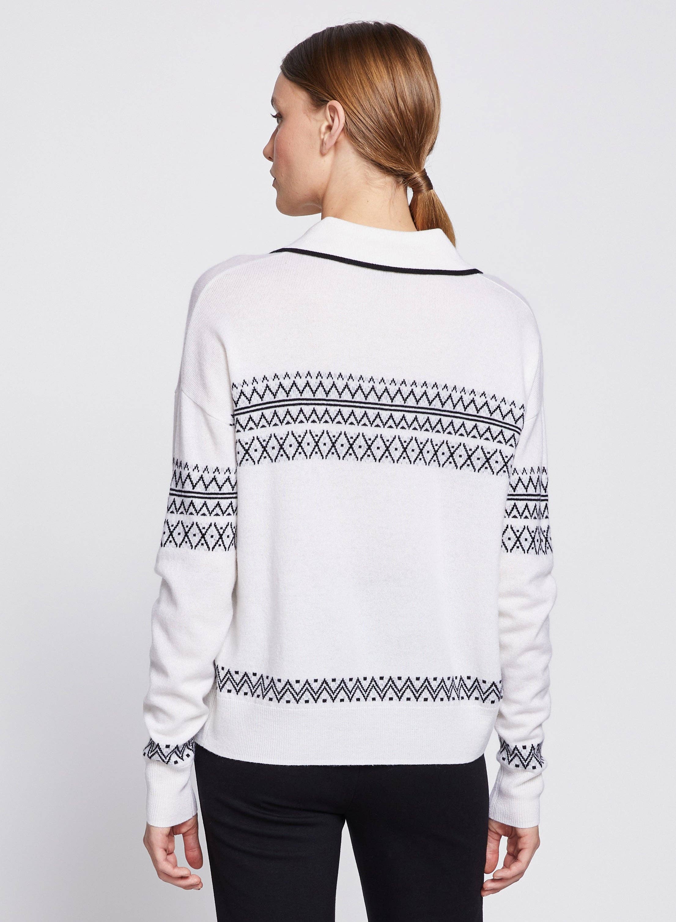 Stateside - Vente Pull en maille – femme - Pull à col Fair Isle en crème2
