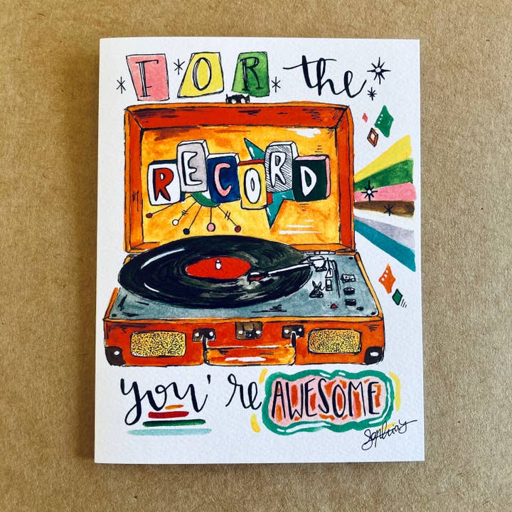 Sophia Lavrov - Wholesale Everyday Greeting Card - Record Player Watercolor Card - Sophia Lavrov