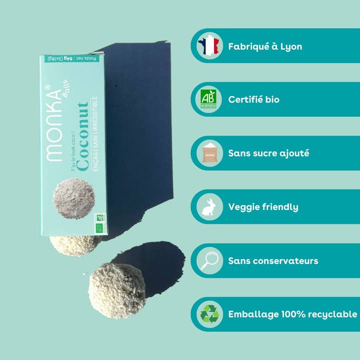 Monday Box - Wholesale Snack Bar - Monka Balls - Coconut x12 boxes