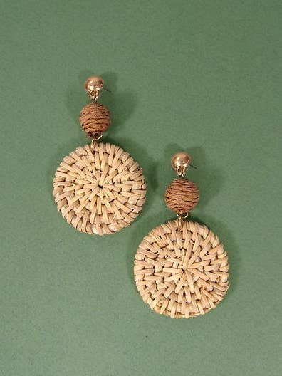 Boucle d'oreille en rotin, boucle d'oreille tissée à la main, boucle d'oreille tissée naturelle, St. pour la vente par TheTizana