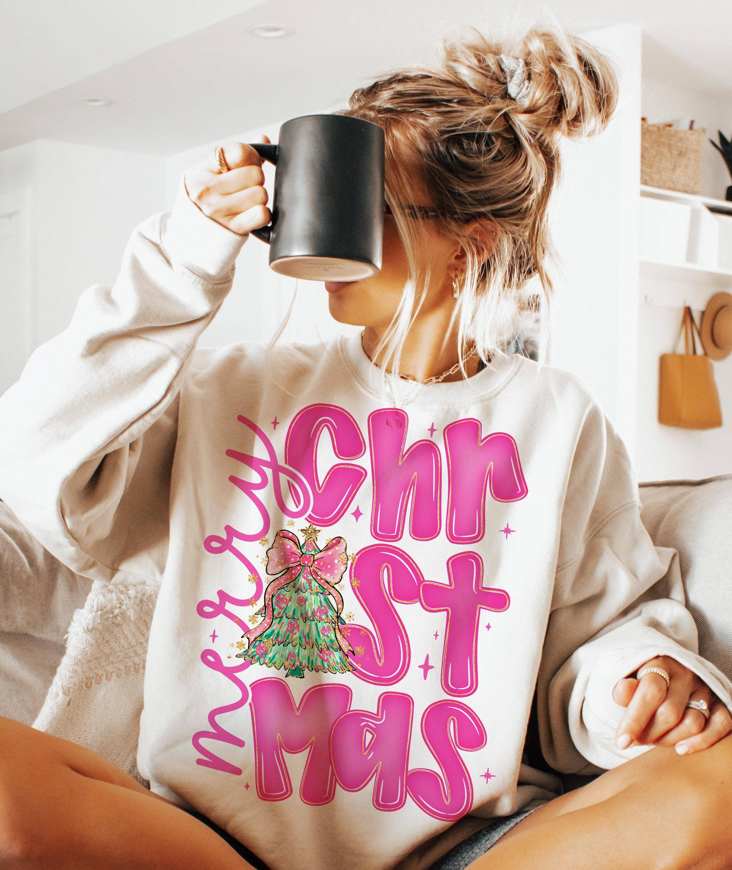 NVC Ecommerce LLC - Wholesale T-Shirt (Graphic) - Women's - Coquette Christmas Shirt, Merry Christmas Tree Sweatshirt1