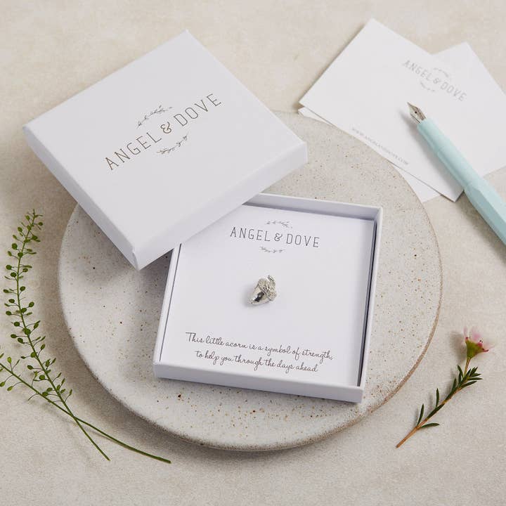 Pewter Acorn 'Strength' Pocket Charm Sympathy Gift for wholesale by Angel & Dove