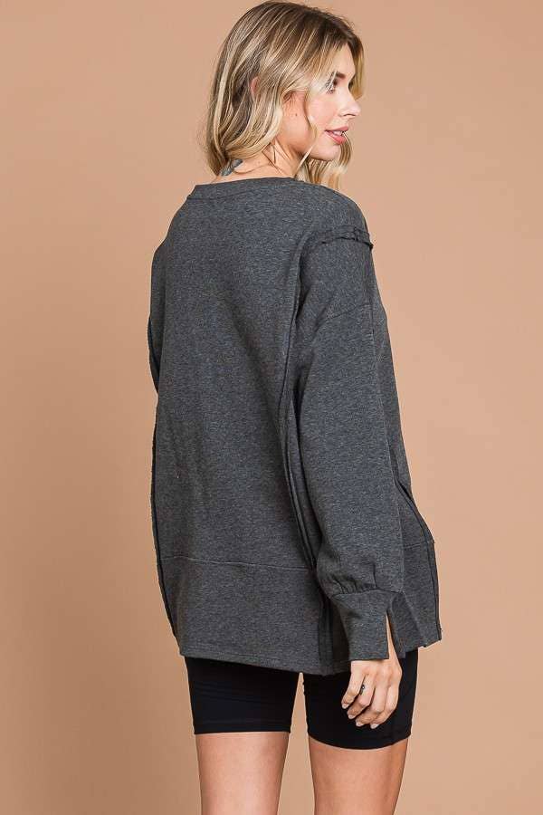 Culture Code - Wholesale Tunic - Women's - CFT1934L - ROUND NECK OVERSIZED EXPOSED SEAM TOP8