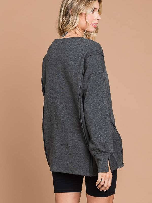 Culture Code - Wholesale Tunic - Women's - CFT1934L - ROUND NECK OVERSIZED EXPOSED SEAM TOP8