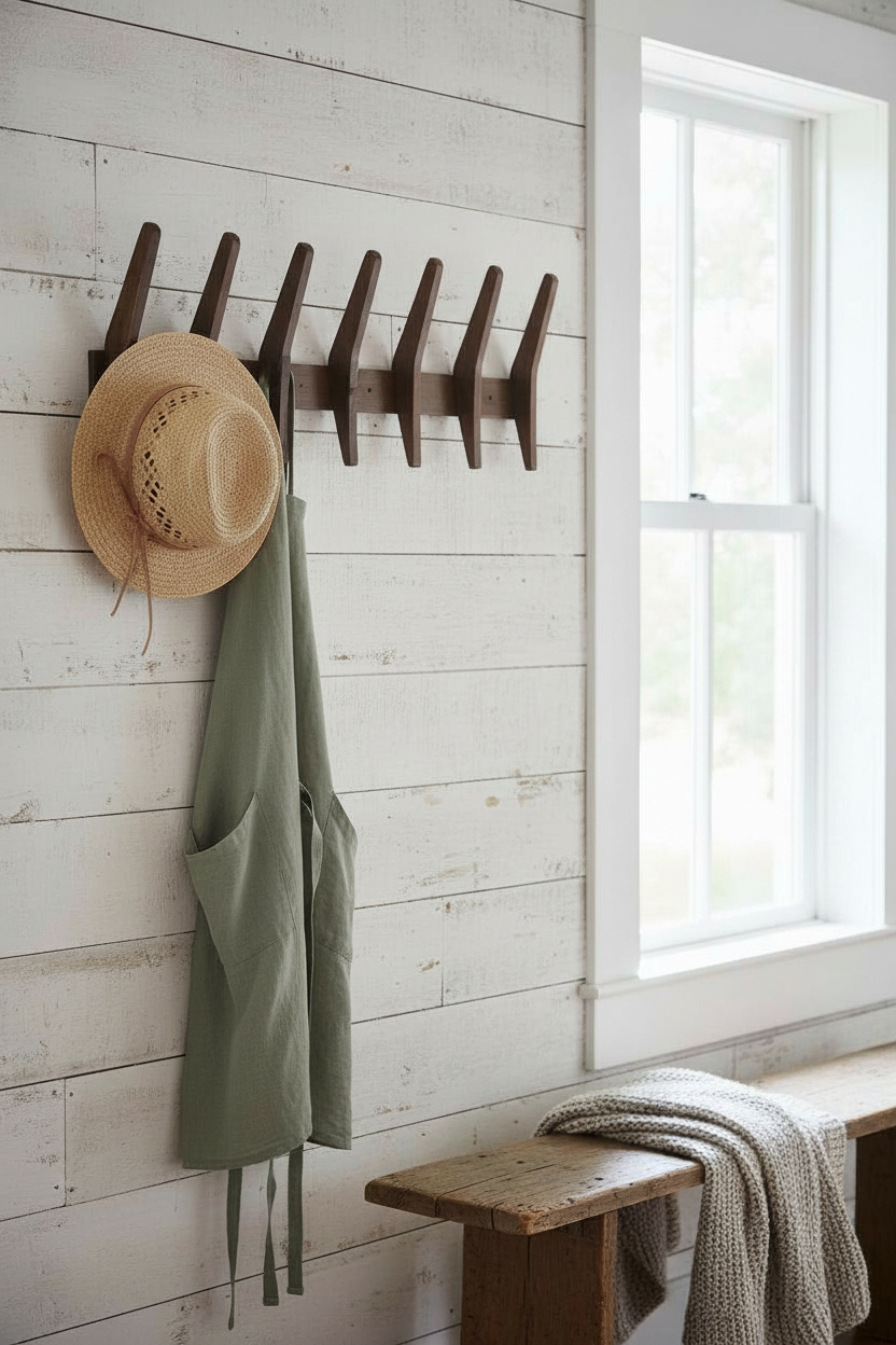 Made Market Co. - Venta al por mayor Ganchos de pared - Perchero de pared grande de madera con diseño mid-century3