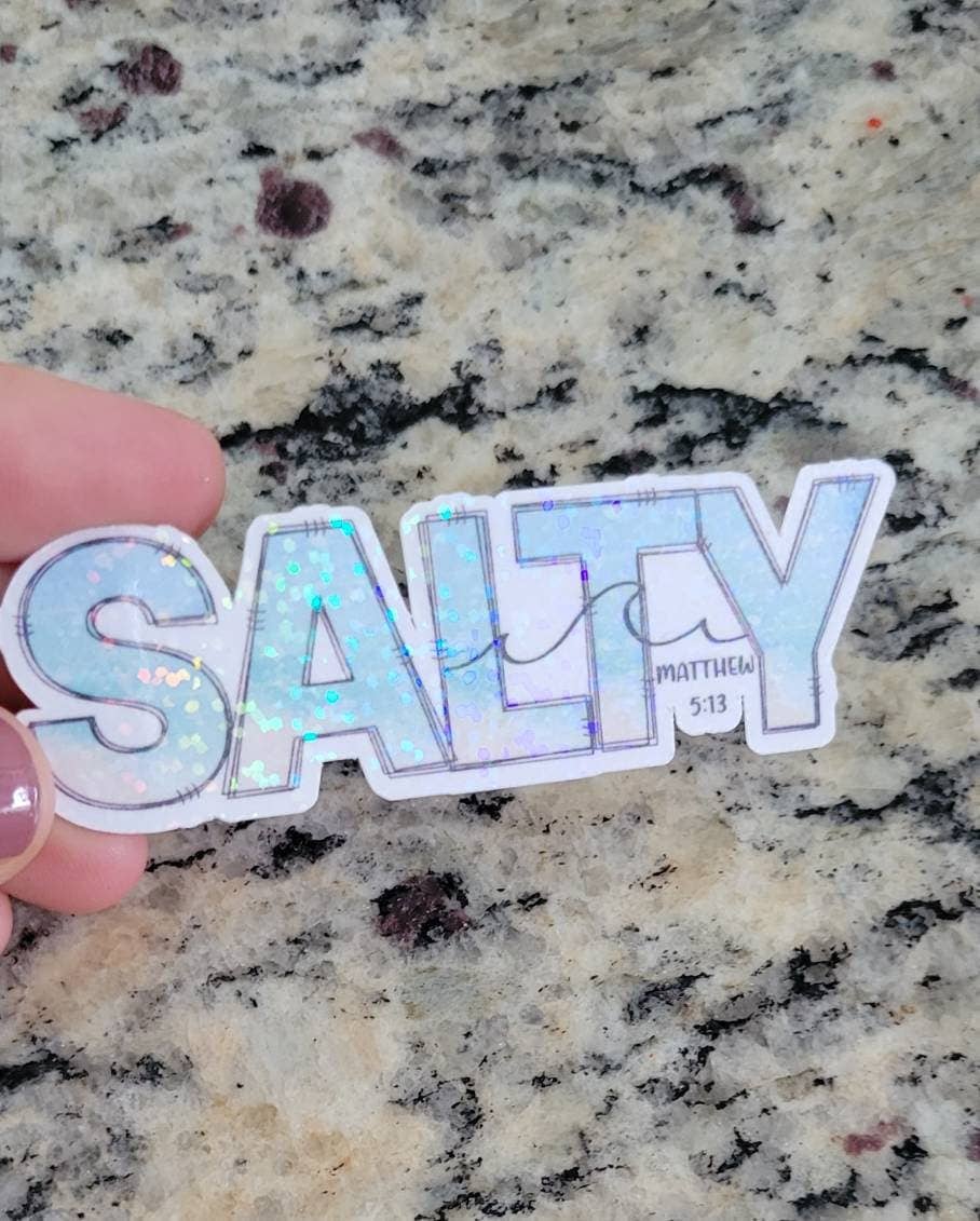 Dashmonograms - Venta al por mayor Pegatina - Adhesivo de vinilo Be Salty, Matthew 5:13, resistente al agua6
