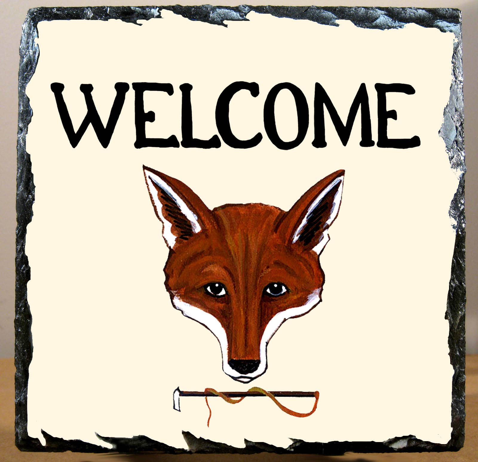 Zeppa Studios - Wholesale Sign - Fox Mask Hanging Slate Tile0