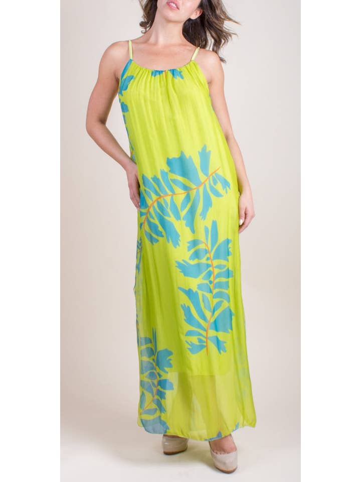Gigi Moda - Wholesale Dress - Women's - Leaf Print Spaghetti Strap Silk Dress5