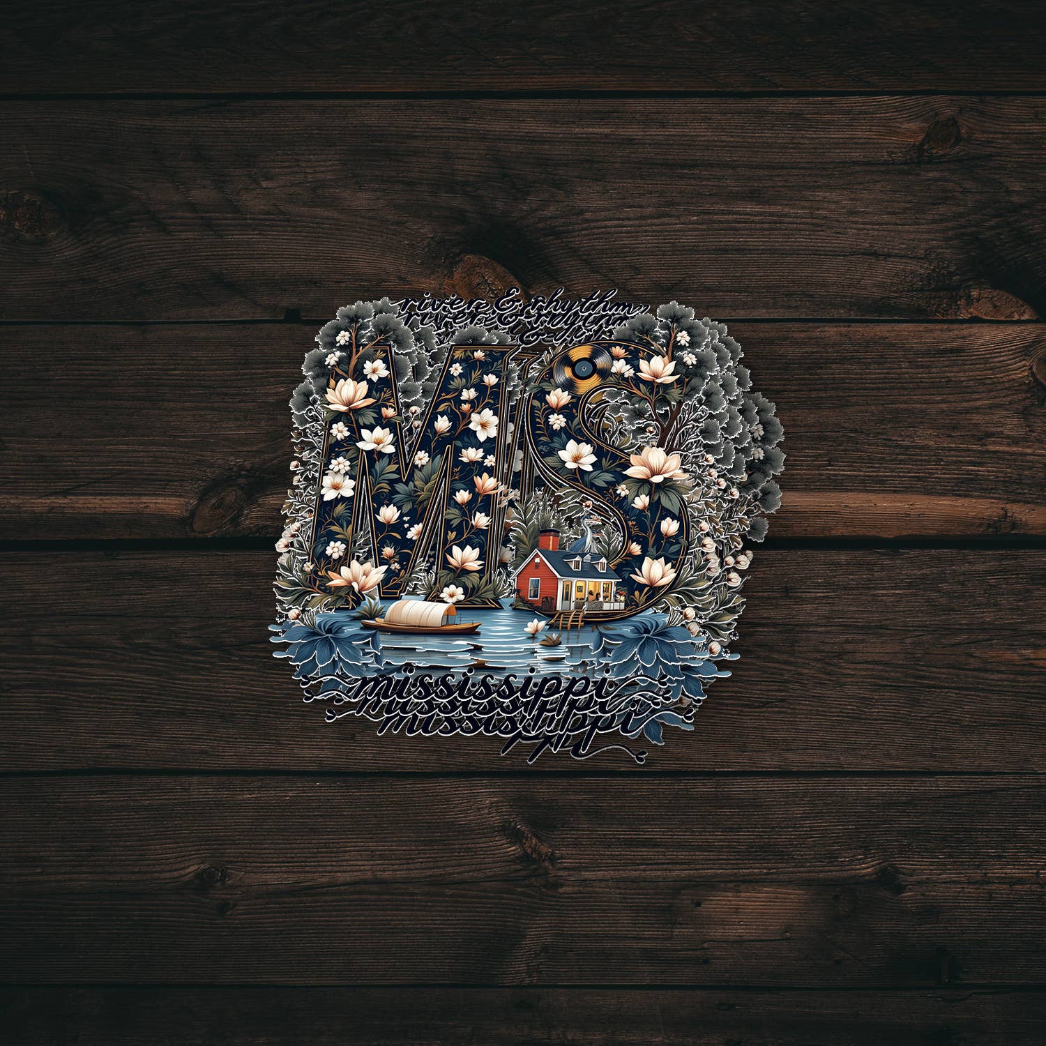 PiggyPrintStickers - Wholesale Sticker - Mississippi Floral State Sticker | Mississippi Sticker 1