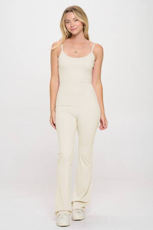 Color 5 - Wholesale Activewear Set - Women's - Solid black color premium active wear straps flare jumpsuit6