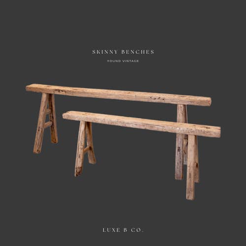 Luxe B Co – Großhandel Bänke – Vintage-schmale Holzbank aus wiederverwendetem Ulmenholz