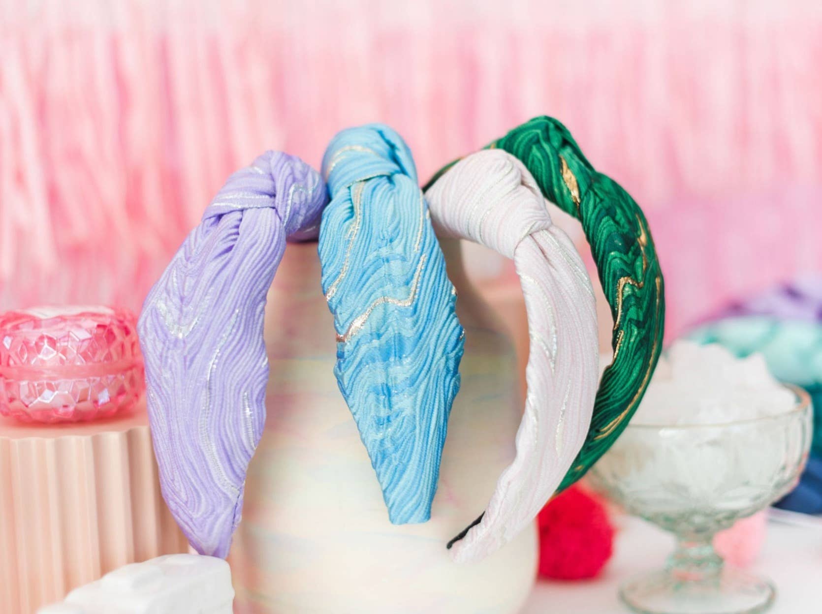 La Bella - Wholesale Fashion Headband - Women's - Lavender Swirl Jacquard Knotted Headband1