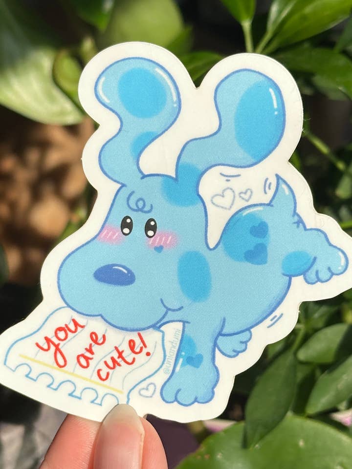 Autocollant Chien Bleu Nostalgique | Autocollants Imperméables, Papeterie pour la vente par Uni & Umi