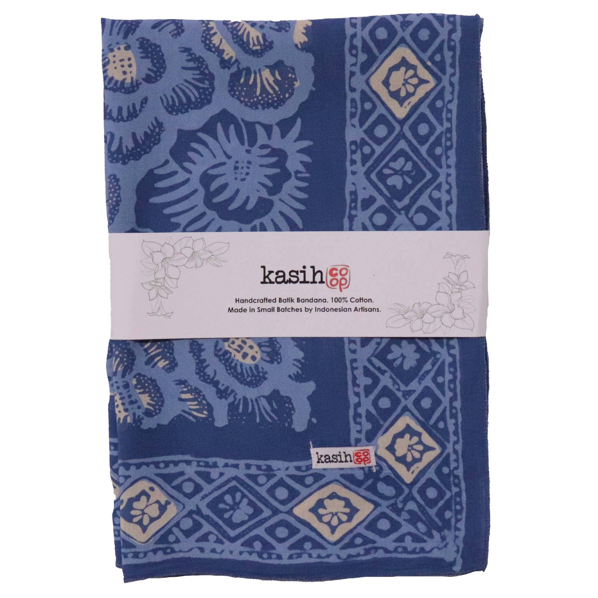 Kasih Co-op - Vendita all'ingrosso Bandana - Unisex - Bandana Batik Rose Blu, Leggero 100% cotone, Tinto a Mano Dipinto a Mano9