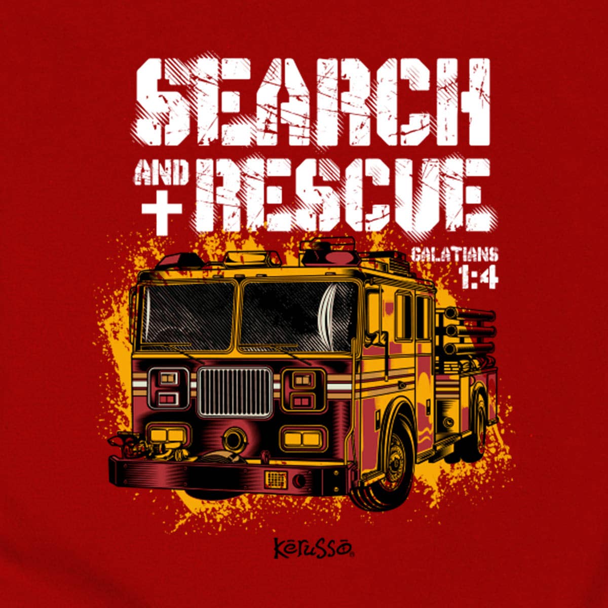 Red Kerusso Kids T-Shirt Search & Rescue for wholesale on Faire2