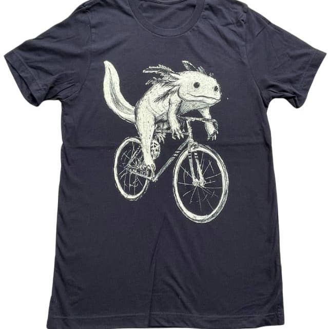 Axolotl on A Bicycle Men's/Unisex Shirt for wholesale by Dark Cycle Clothing