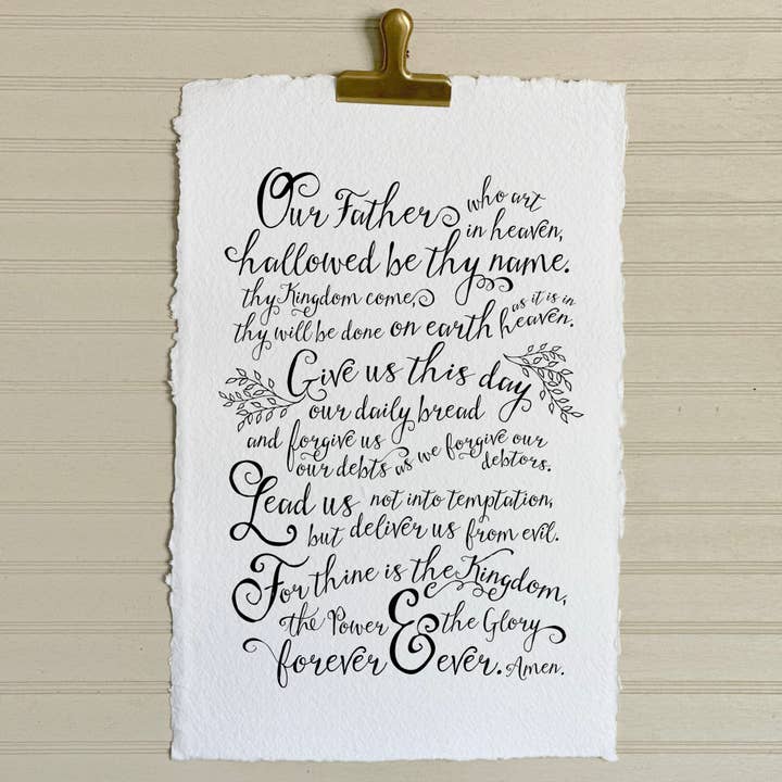Graphically Speaking Design - Wholesale Sign - Handmade Paper Print, The Lord's Prayer, Inspirational Sign