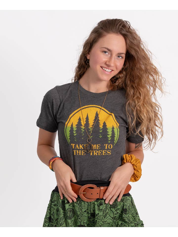 Soul Flower - Wholesale Screen Printed T-Shirt - Women's - Take Me To The Trees Heathered T-Shirt - Unisex Outdoor Tee