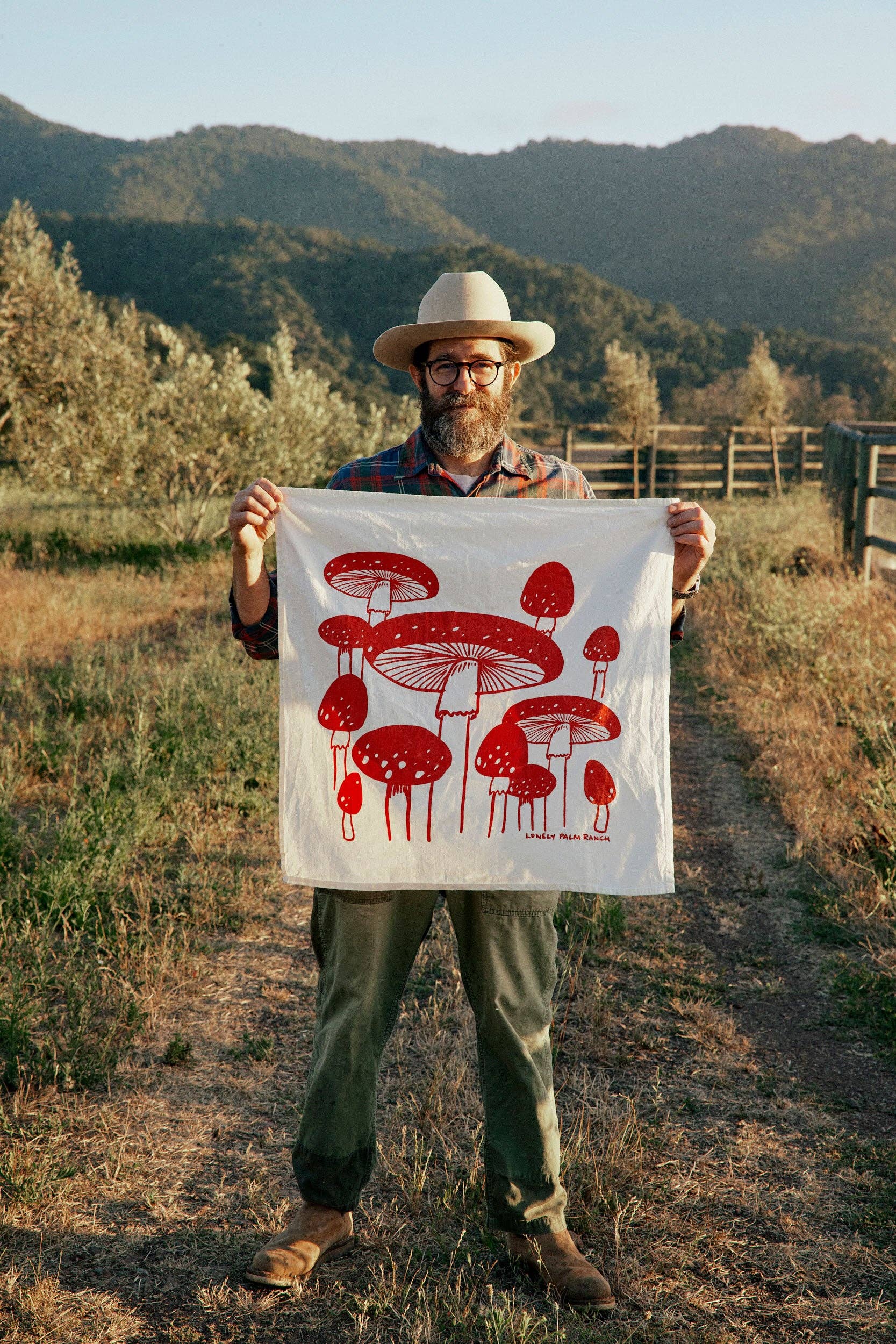 Lonely Palm Ranch - Wholesale Tea Towel - Red Mushroom 28" Tea Towel - Silkscreened 100% Cotton3