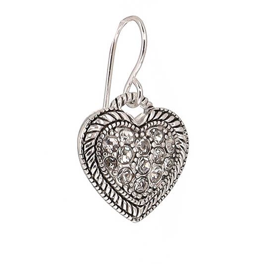 FR6647 Silver_Crystal Roped Puffed Heart Metal Earrings for wholesale by 0011 PREMIERE
