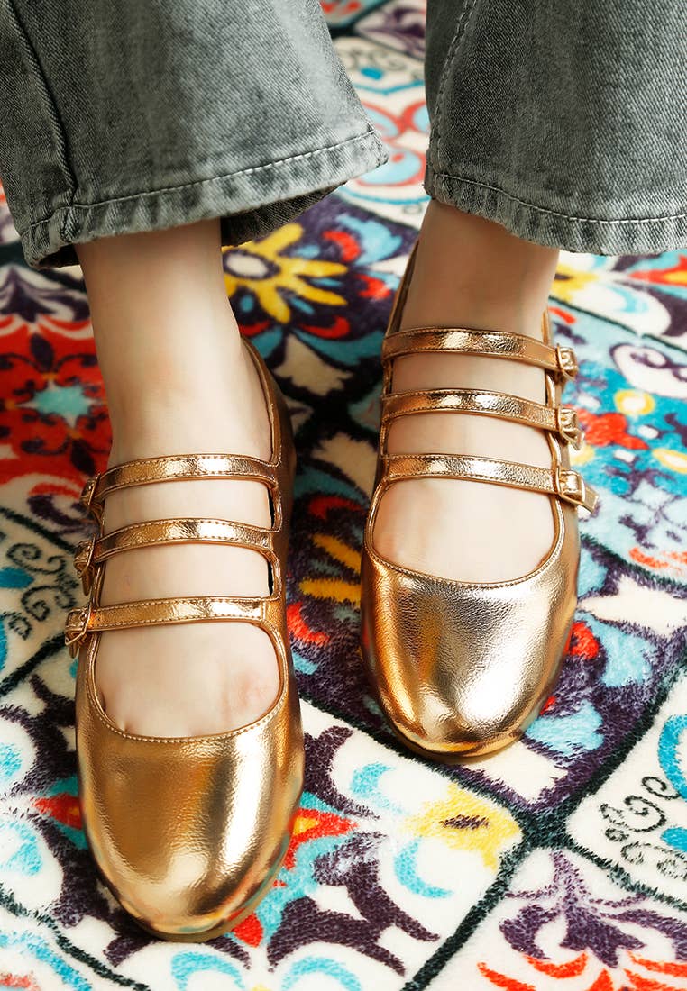 Rag Company - Wholesale Flats - Women's - Macarina Triple Strap Mary Jane Ballerinas3